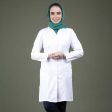 روپوش پزشکی سفید زنانه مدل جیب موبایل