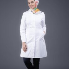 روپوش پزشکی سفید یقه آمریکایی دوتکه