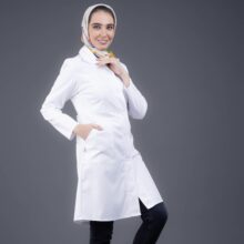 روپوش پزشکی سفید یقه آمریکایی دوتکه
