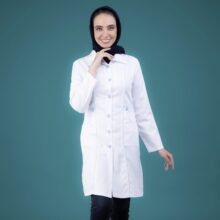 روپوش پزشکی سفید مغزی دوزی چهارجیب