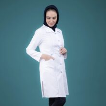 روپوش پزشکی سفید مغزی دوزی چهارجیب