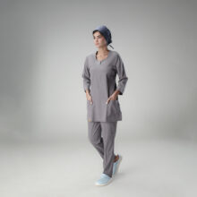 اسکراب و شلوار زنانه مدل یقه دلبری پارچه ترک نخی